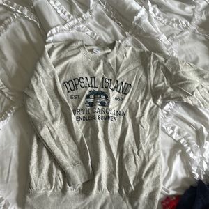 Topsail beach, NC cream colored crew neck